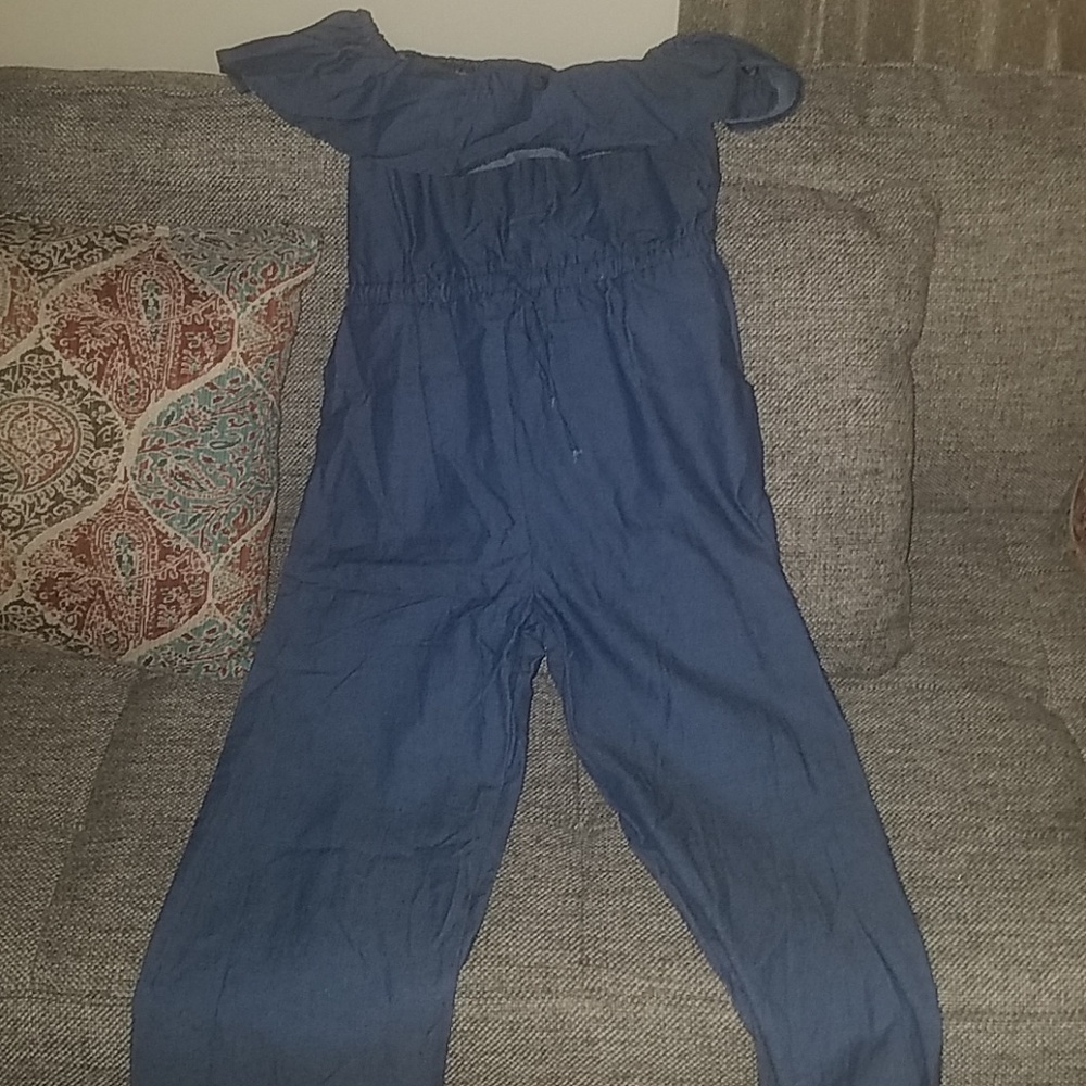 Off Shoulder Jean Jumpsuit